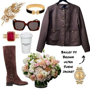 Bailey 44 Chocolate Brown Ultra Suede & Gold Button Jacket